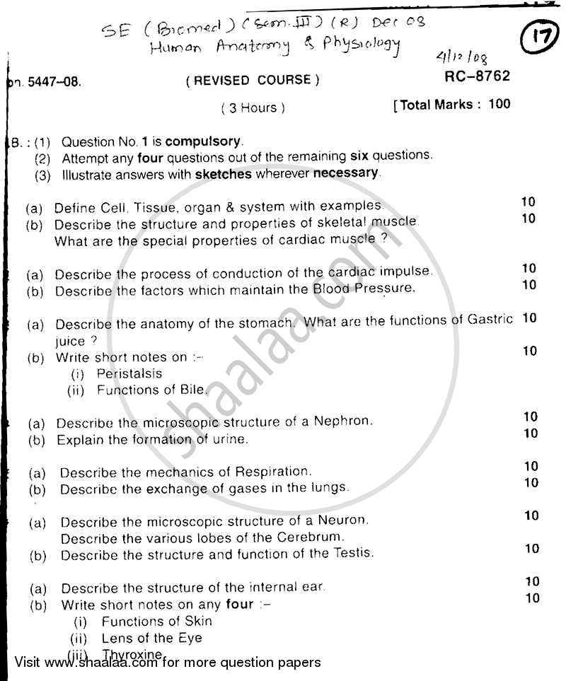 anatomy and physiology exam questions