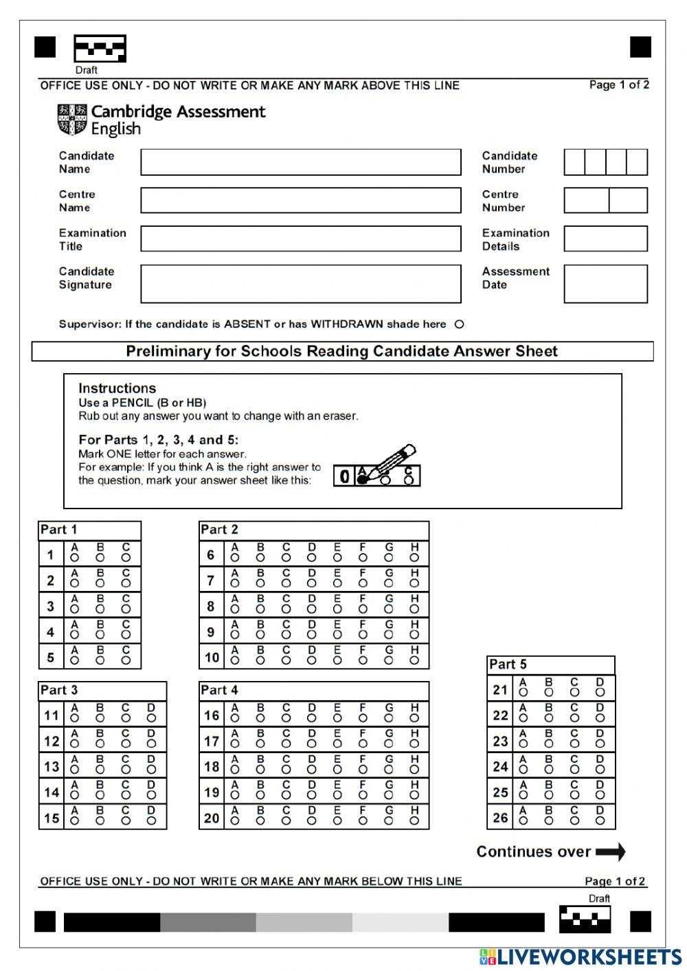 answer sheet doc