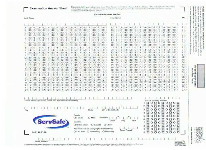 answers to servsafe food handler test