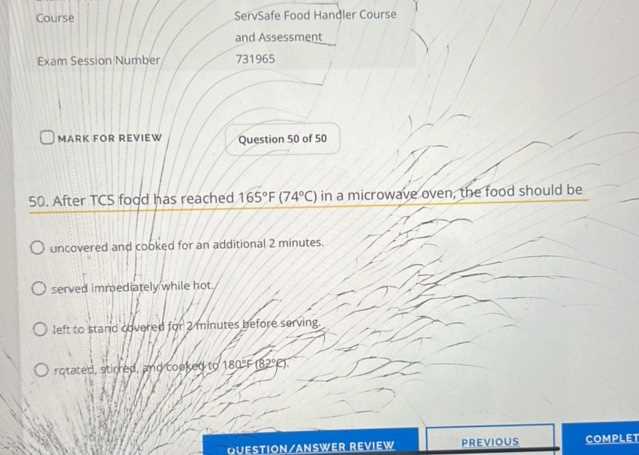 answers to the food handlers exam