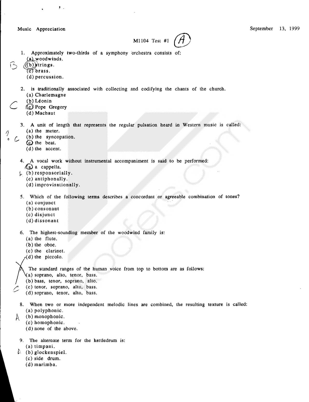 music appreciation exam 2 answers