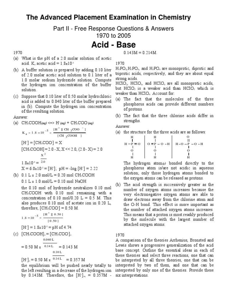 ap chem 2000 free response answers