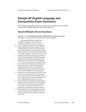 ap english language and composition exam answer key