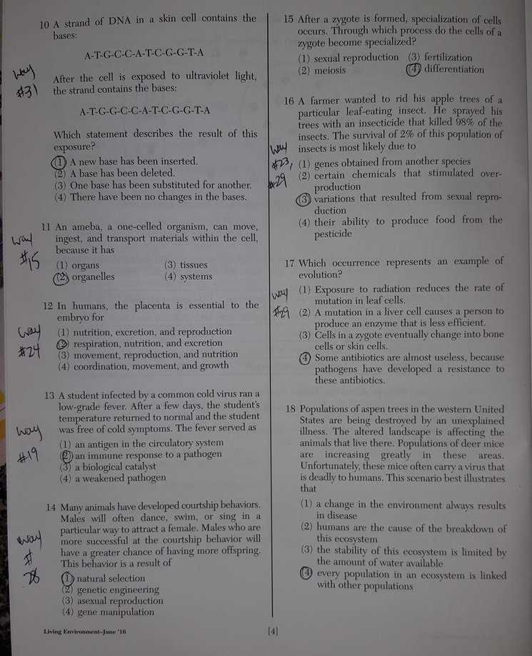 living environment final exam answers