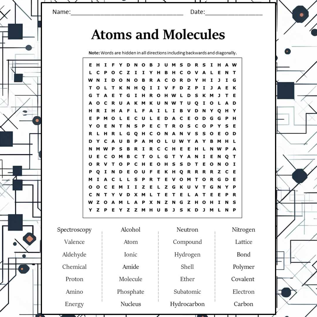 atoms word search puzzle answers