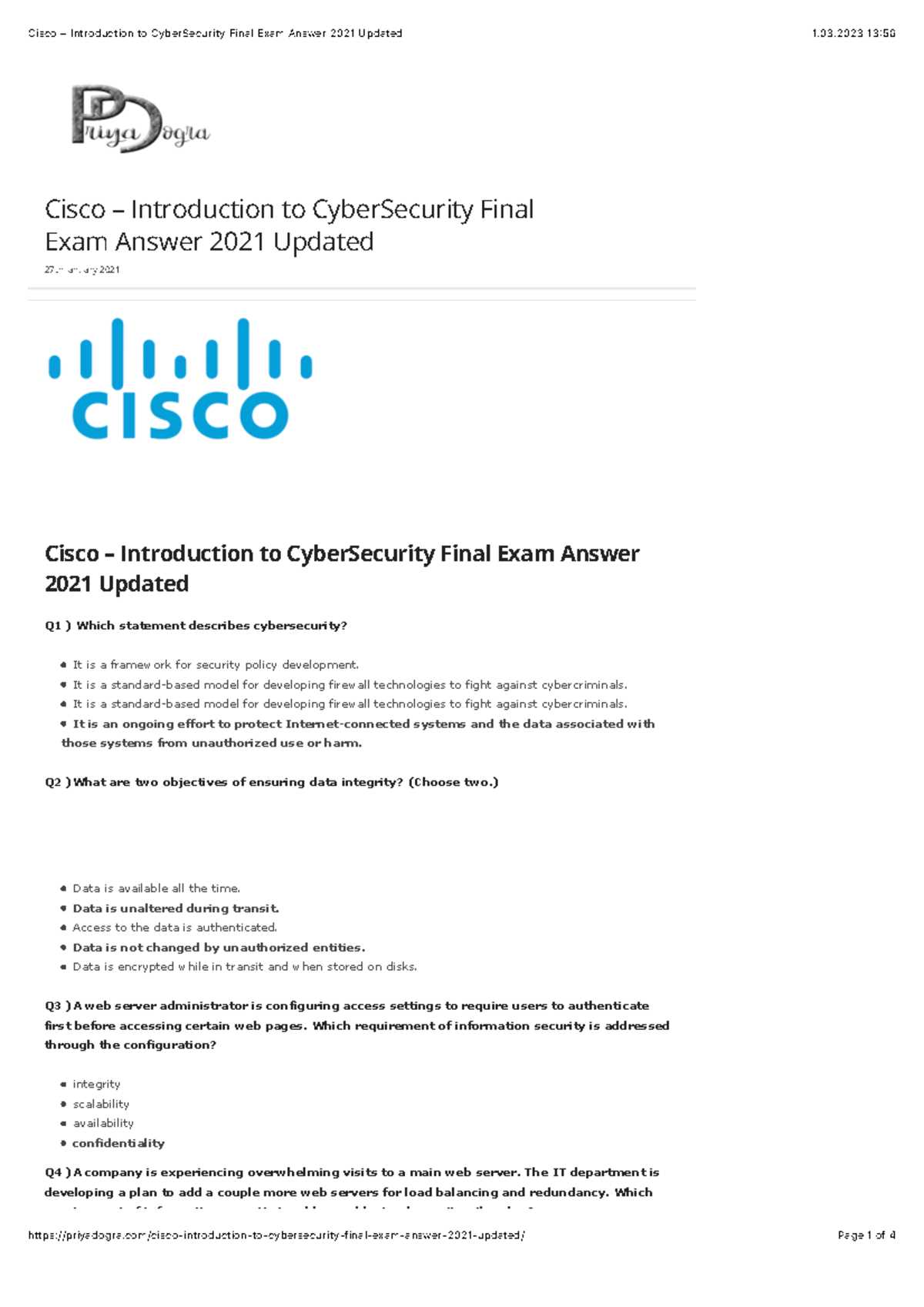 cisco chapter 10 exam answers