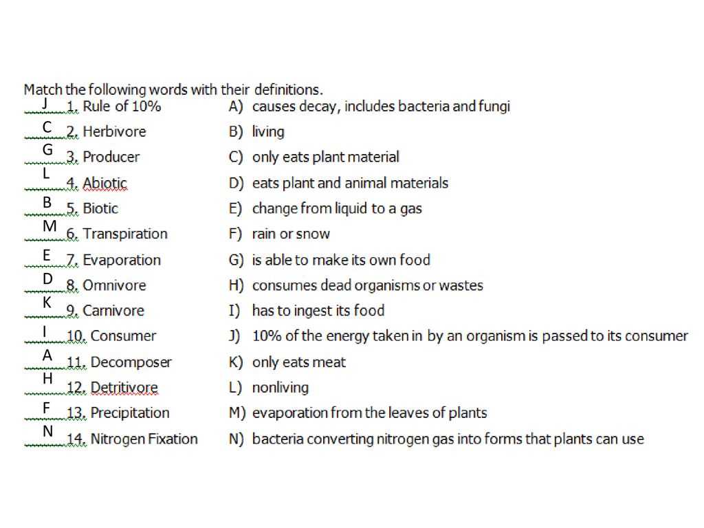 ecology unit review answers