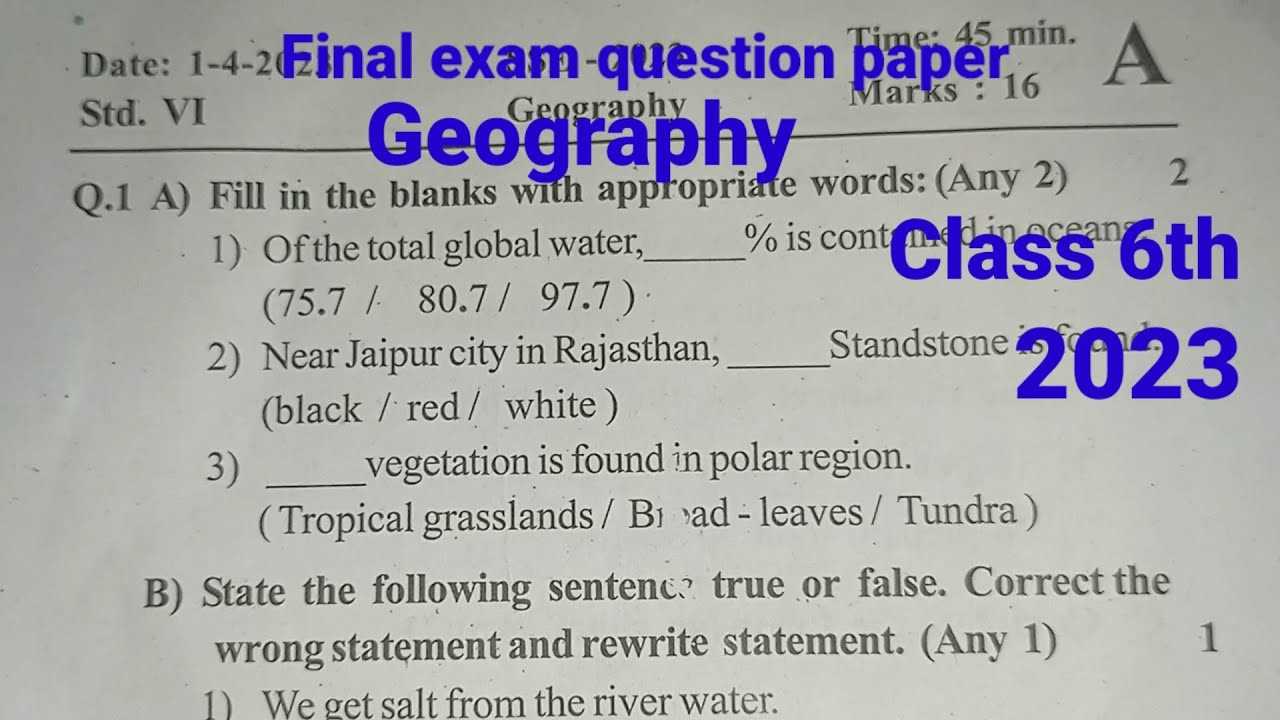 geography final exam answers