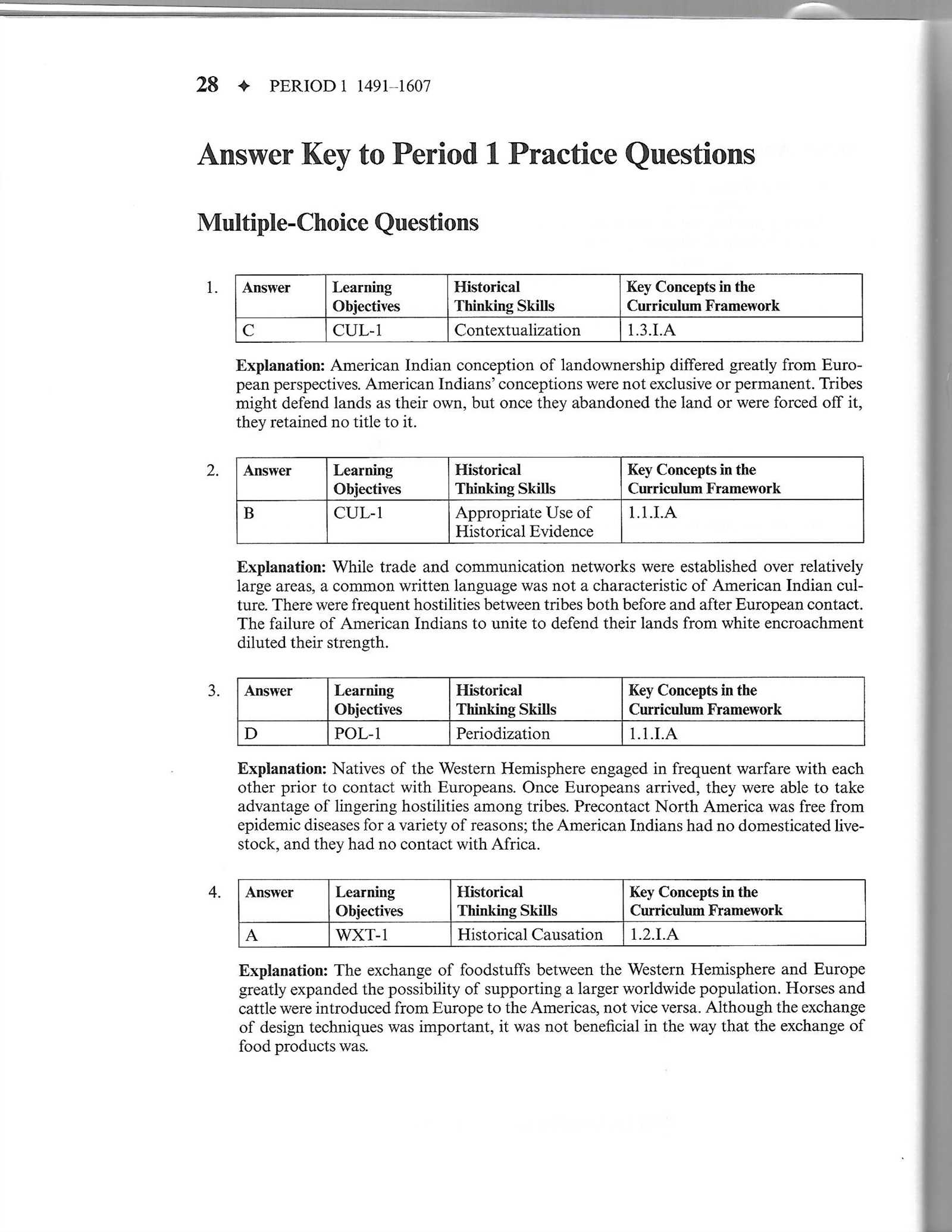 apush practice exam answer key