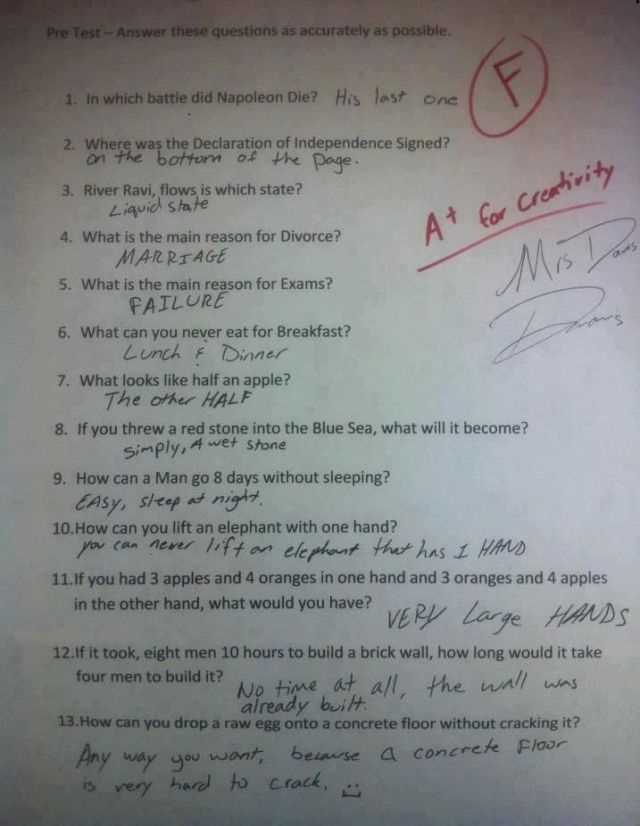 bad exam answers