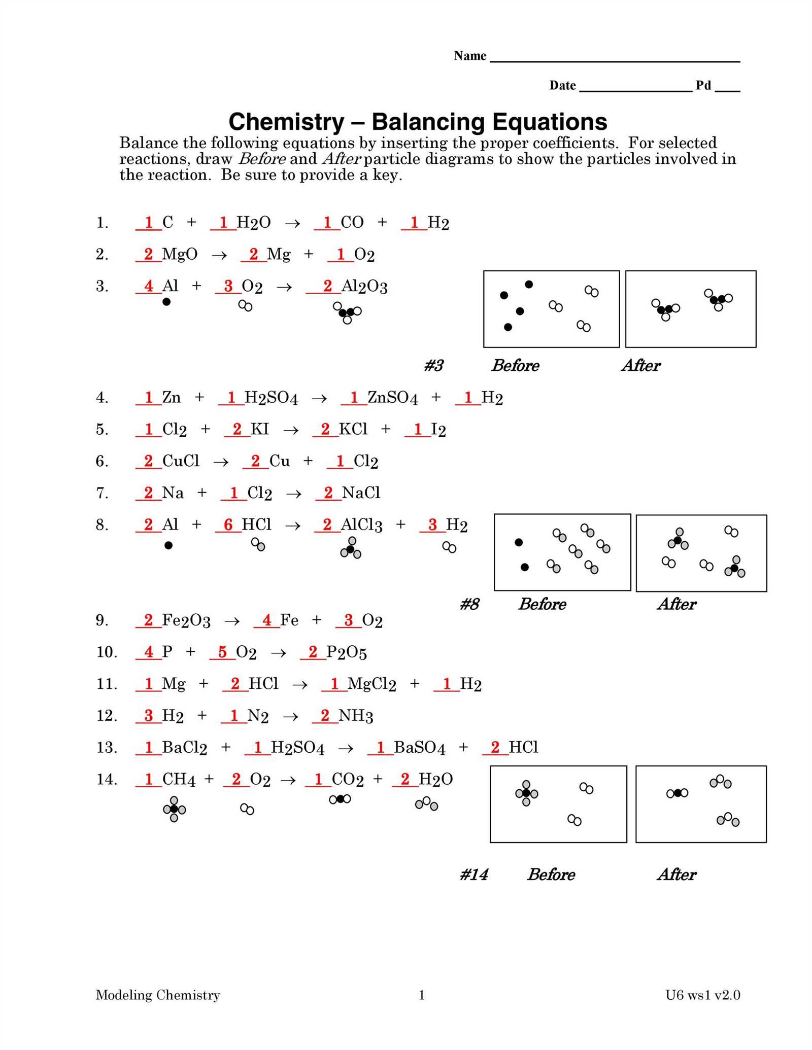 balancing act worksheet answers key