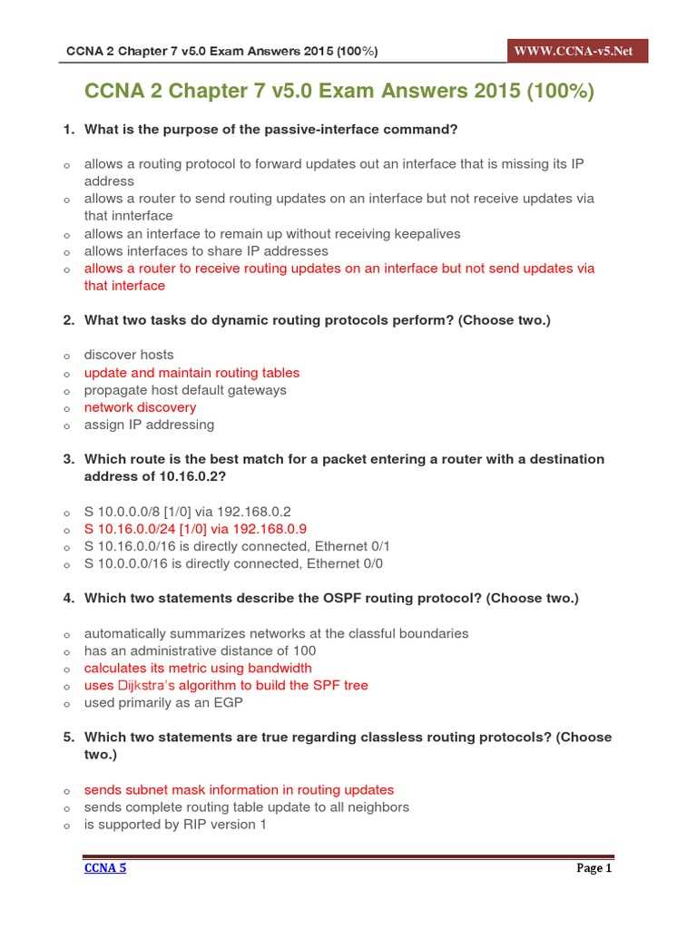 ccna 2 chapter 7 exam