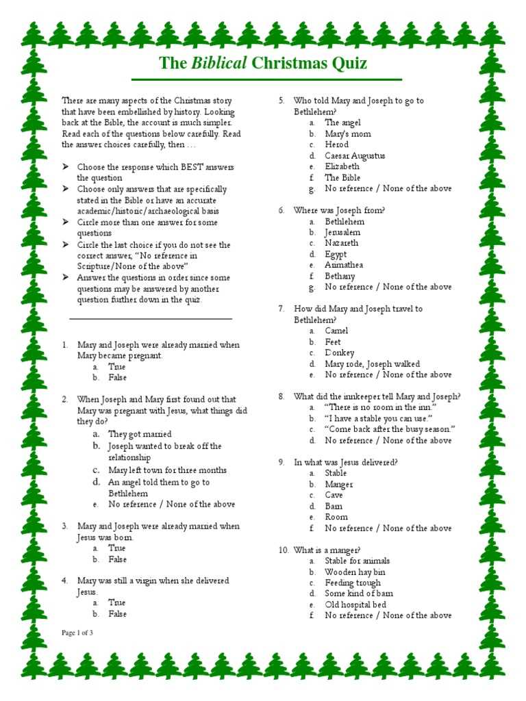 bible christmas trivia questions and answers