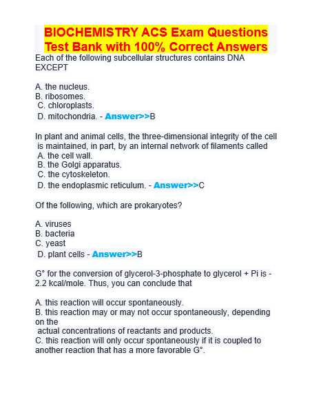 biochemistry acs practice exam