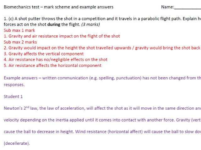 biomechanics exam questions and answers