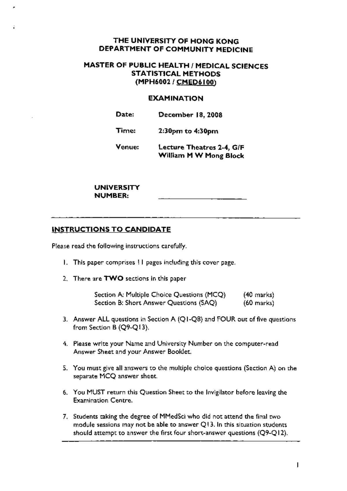 biostatistics exam questions and answers