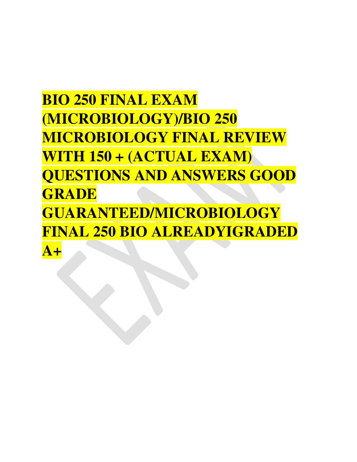 microbiology final exam with answers