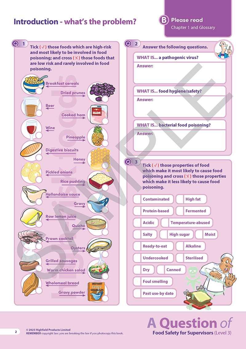 food protection course questions and answers