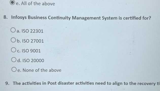 business continuity management exam questions and answers