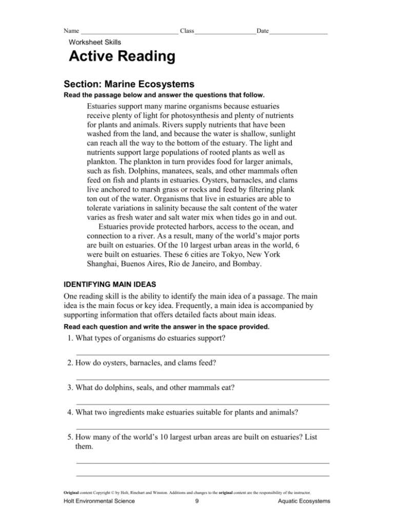 aquatic ecosystems and biomes student practice 3.3 answers