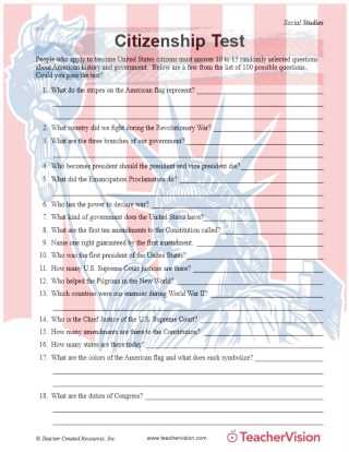 us citizenship exam answers