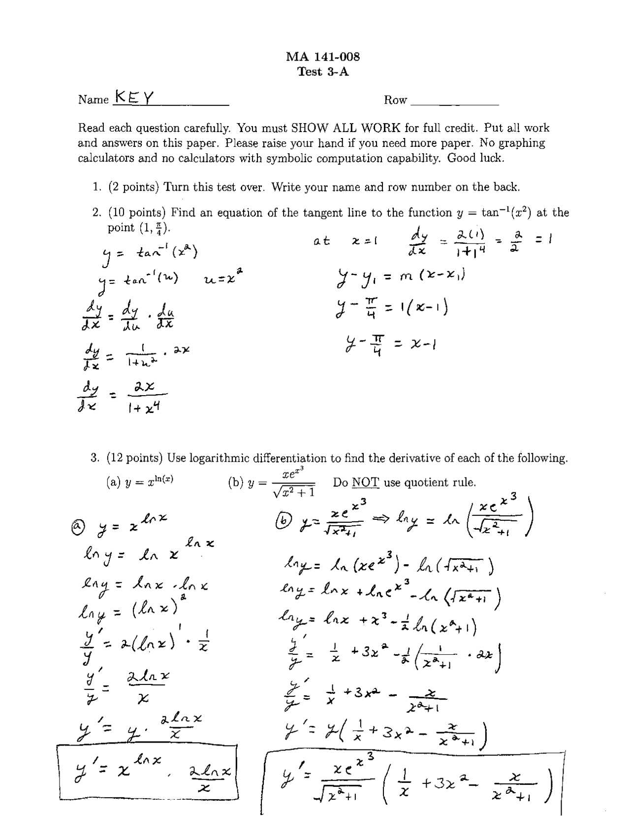 calculus 1 practice exam with answers