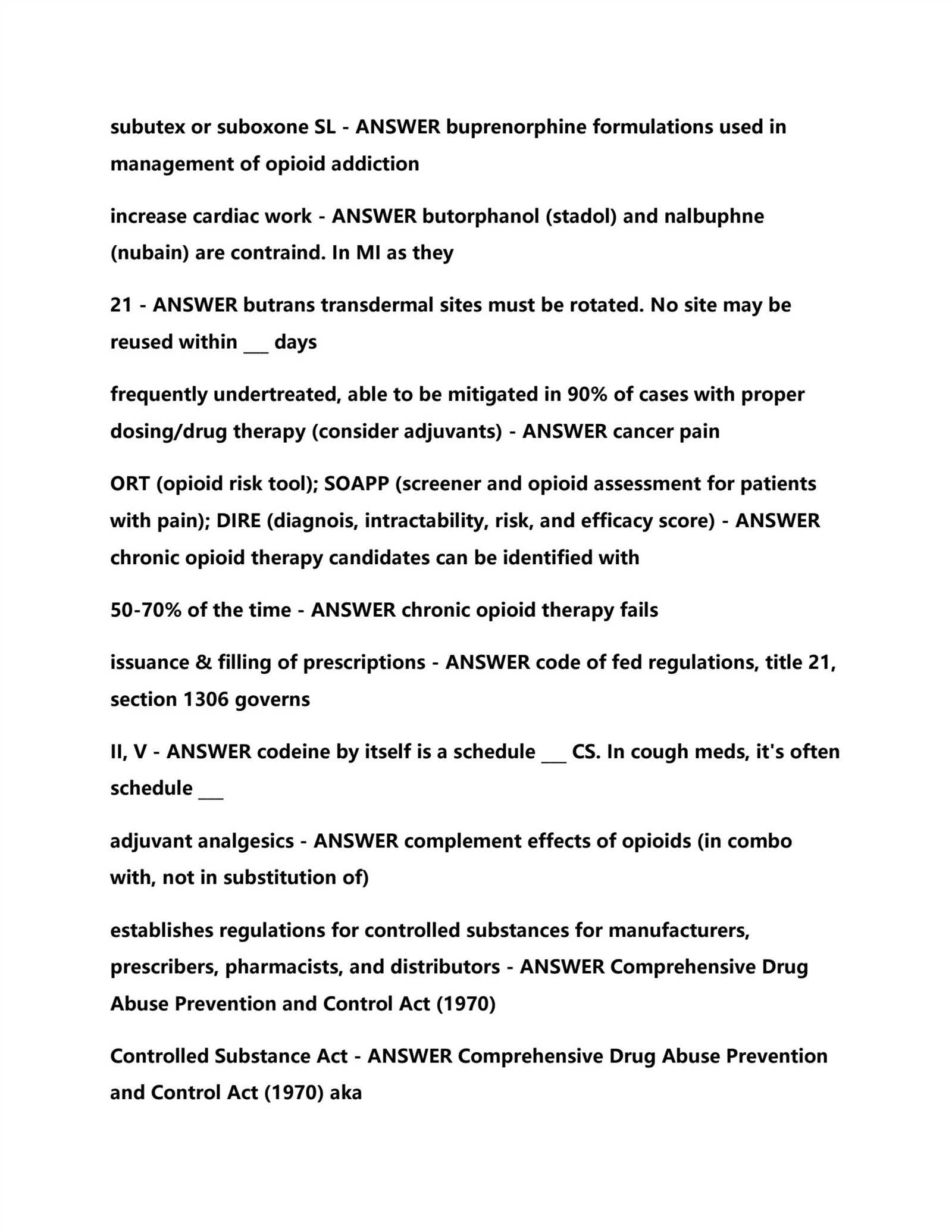 canp controlled substance ii exam answers