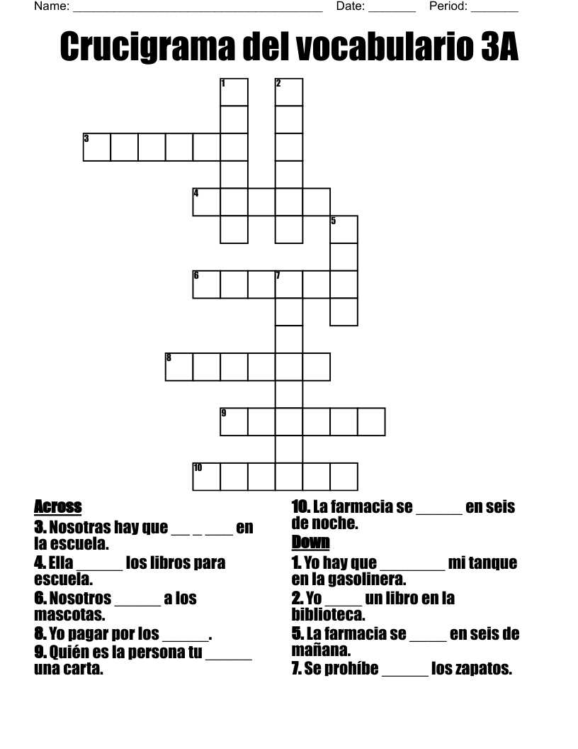 capitulo 3a 8 crossword answers