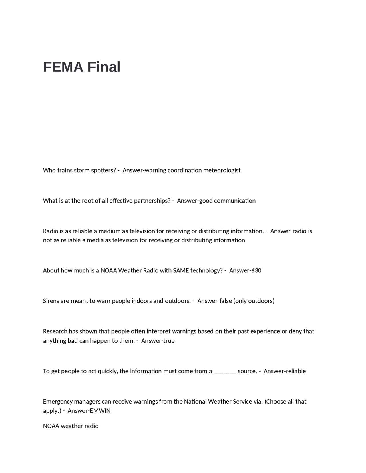 fema is 2200 final exam answers