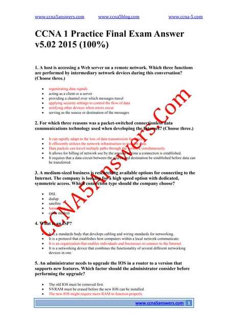 ccna practice exam answers