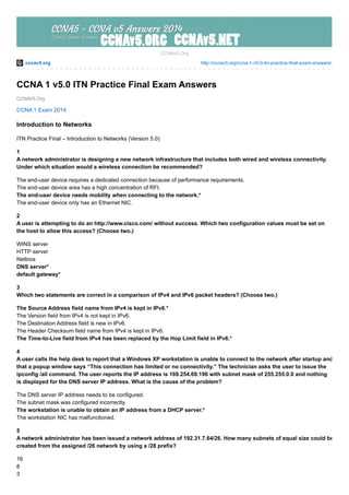 ccna v6 exam answers