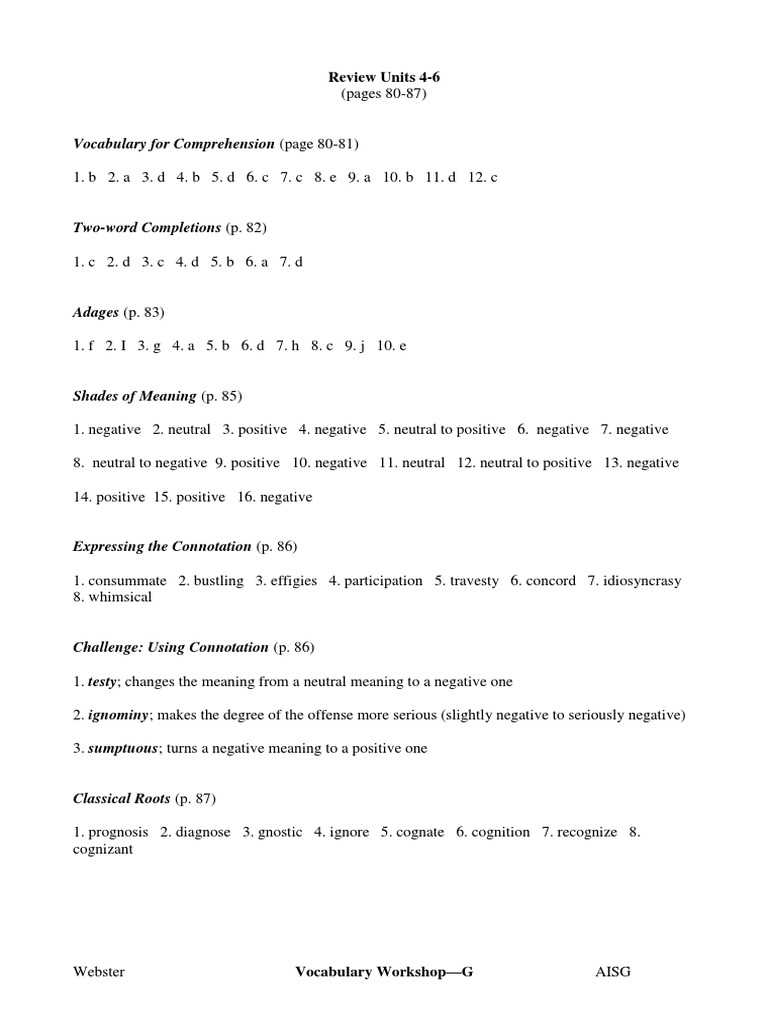 vocab unit 7 level f answers