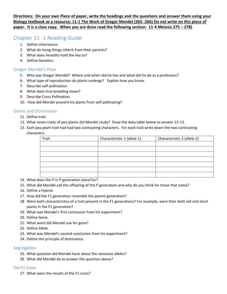 chapter 14 mendel and the gene idea reading guide answer