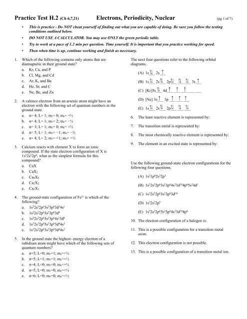 chem 110 practice exams