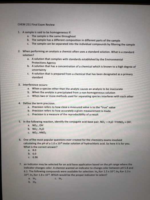 chemistry midterm review answers