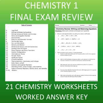 chemistry semester 1 exam review answers