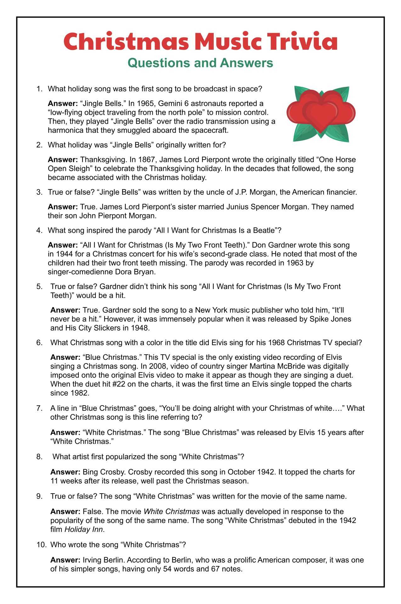 christmas songs worksheet answers