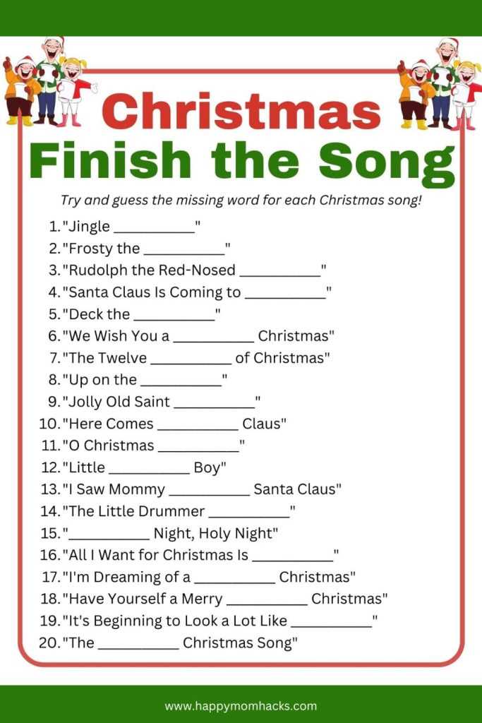 christmas songs worksheet answers