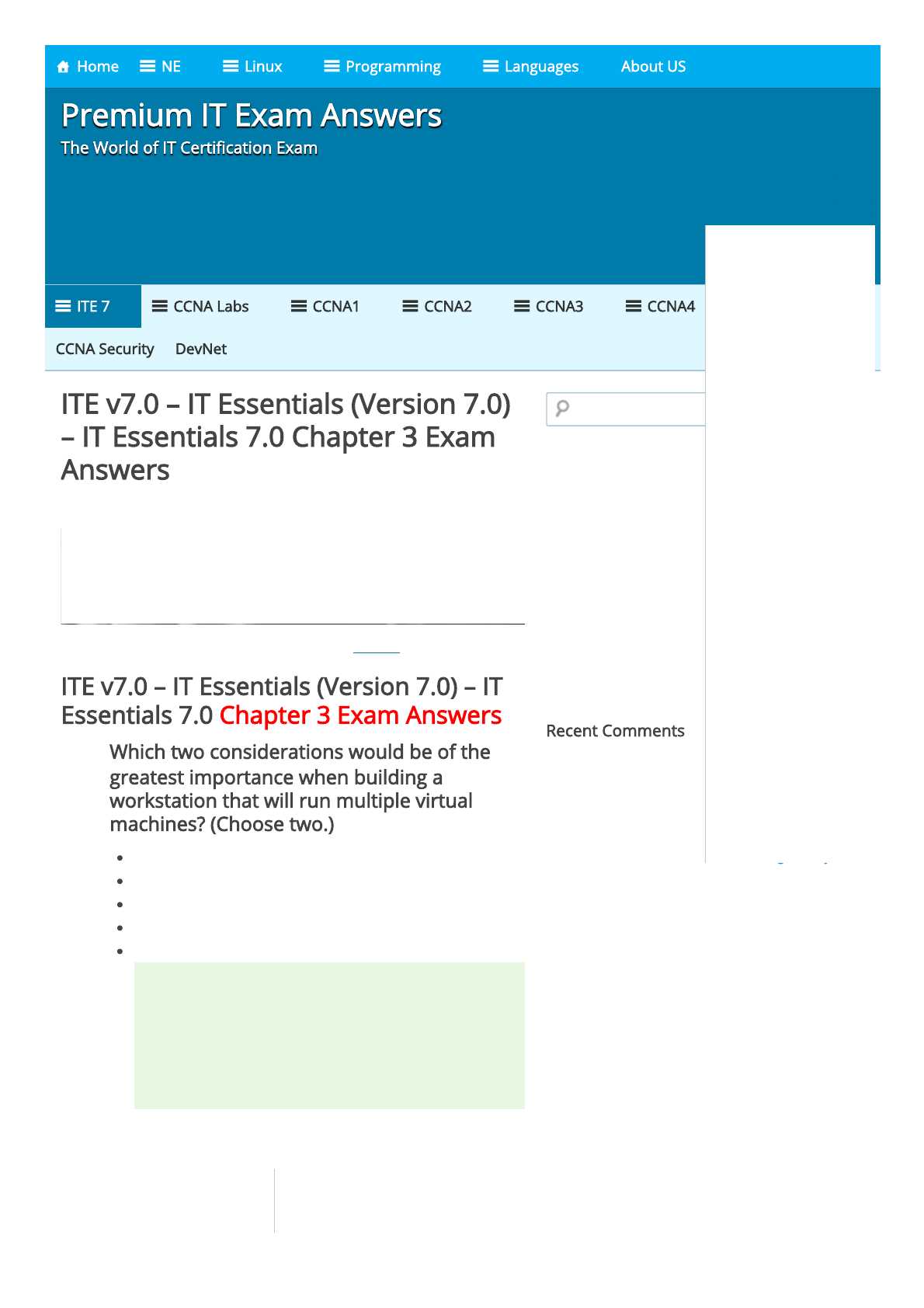 cisco ite exam answers