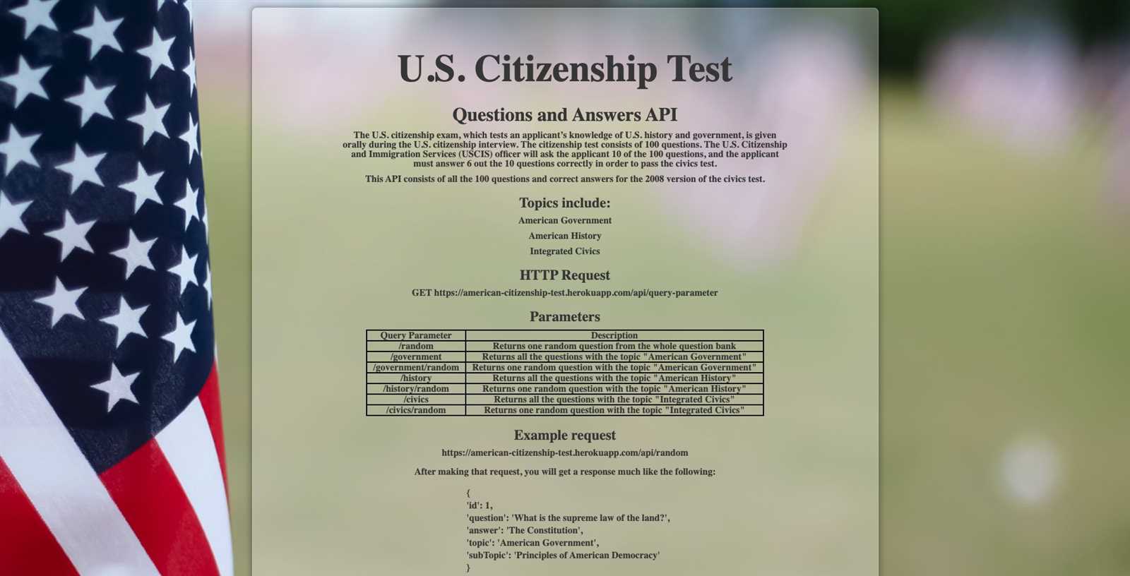 citizenship exam answers