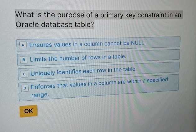 oracle midterm exam answers