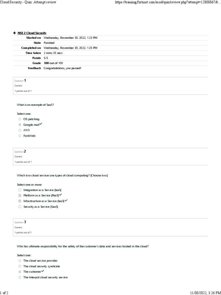 cloud security final exam answers