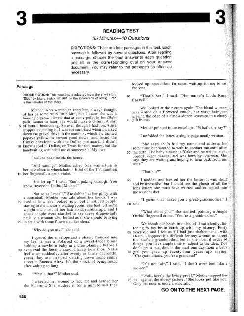 act reading test answer key