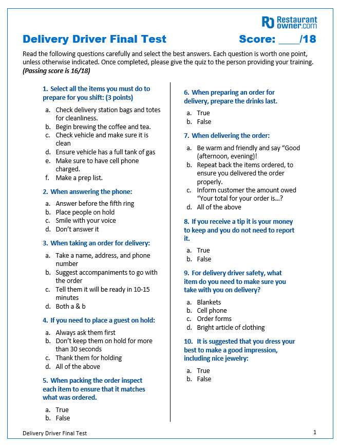 comedy safe driver final exam answers