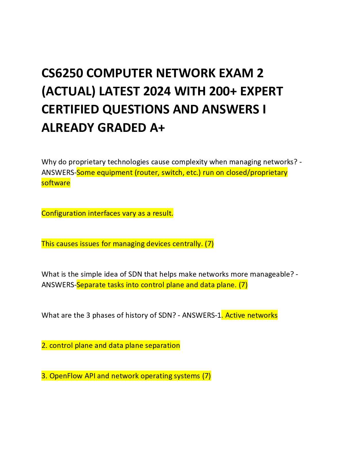 computer network final exam questions and answers