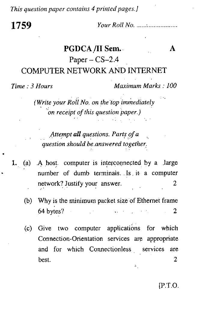 computer network final exam questions and answers