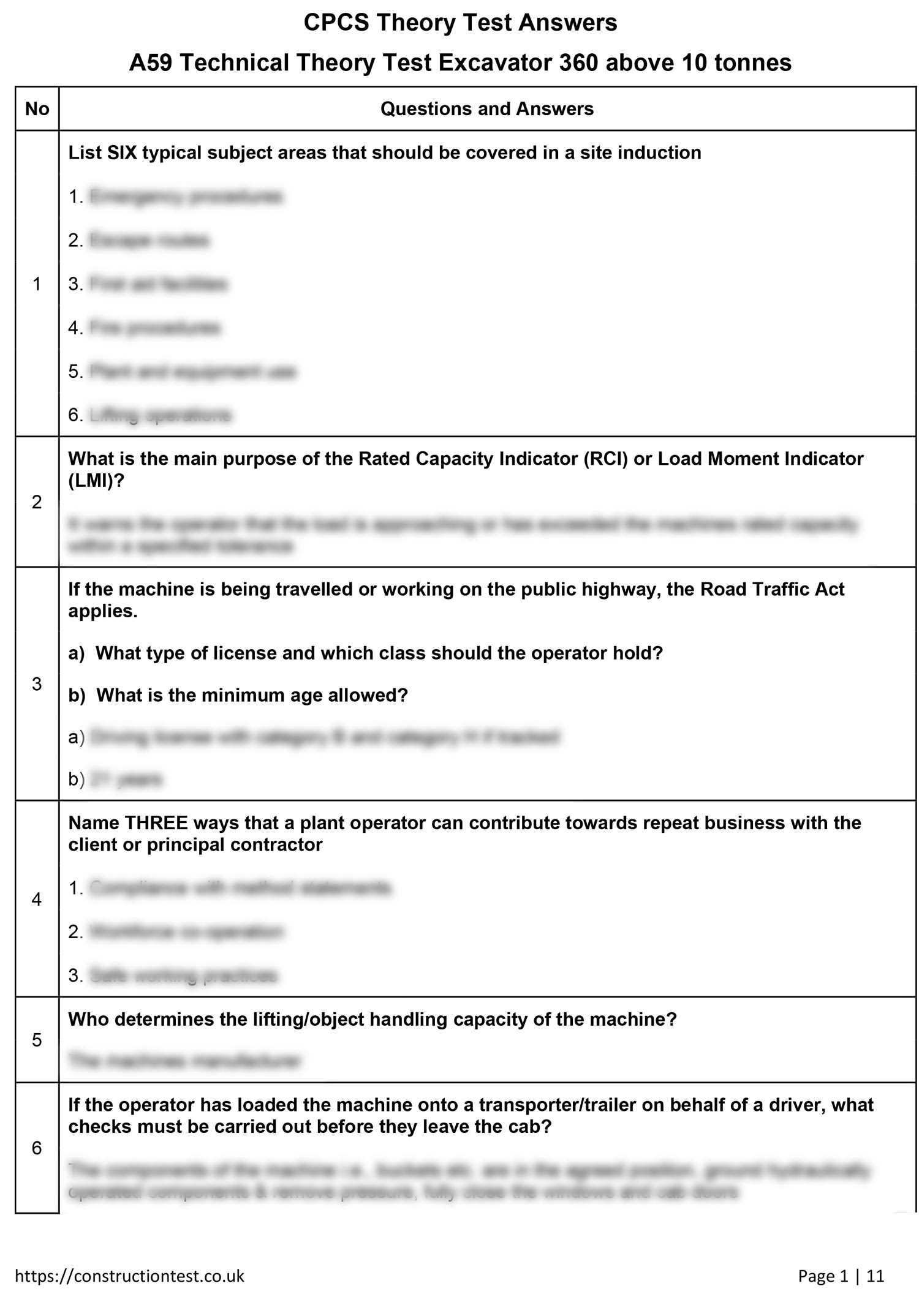 cscs exam questions and answers