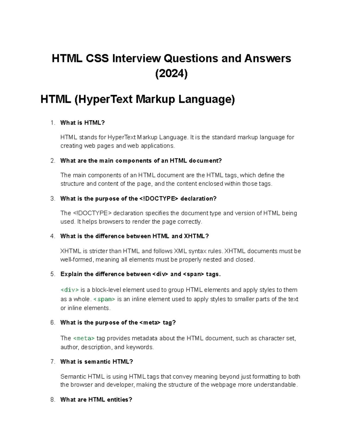 css exam questions and answers