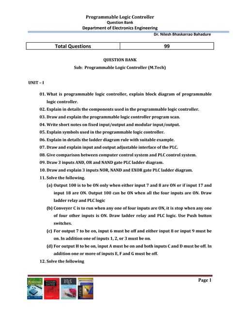 plc exam questions and answers