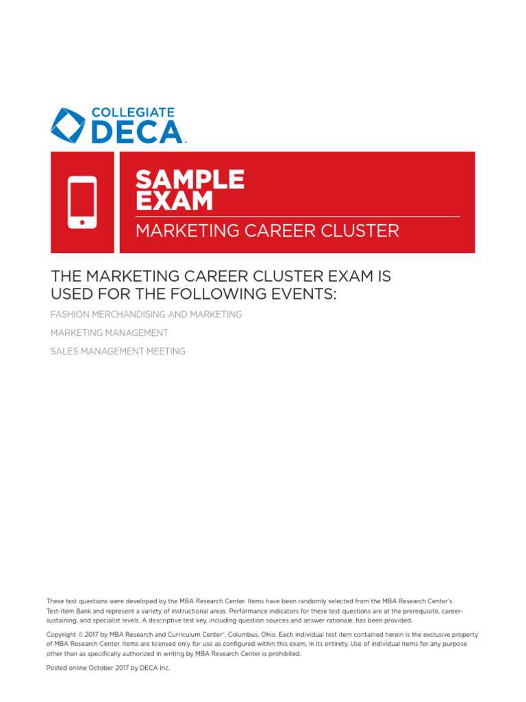 deca marketing cluster exam answer key